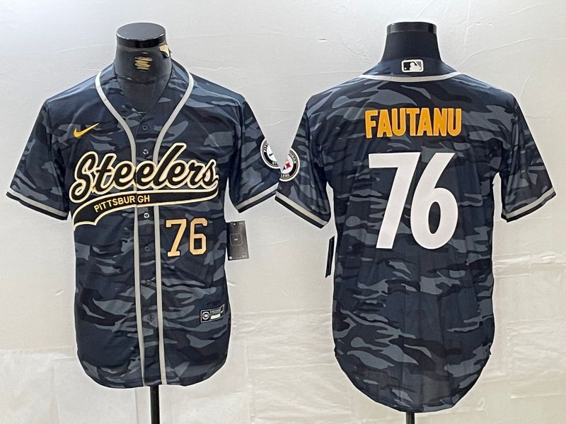 Men Pittsburgh Steelers #76 Fautanu Camo Joint Name 2024 Nike Limited NFL Jersey style 2->tampa bay rays->MLB Jersey